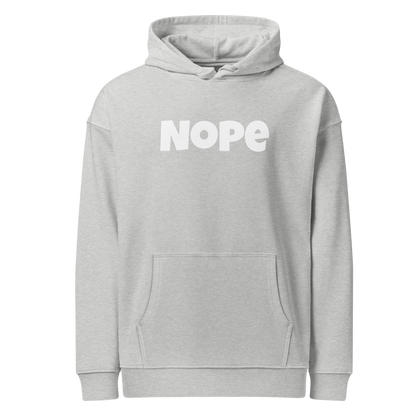 NOPE | Unisex Organic Relaxed Hoodie | WHT FONT