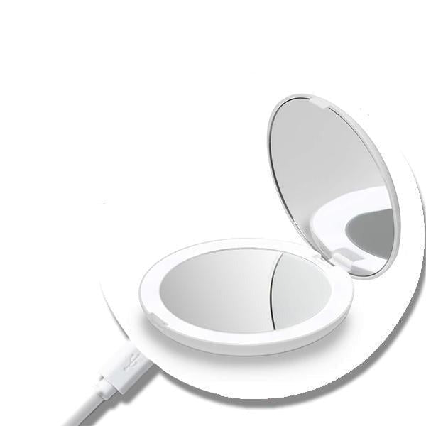 Miroir de maquillage portable rechargeable à LED
