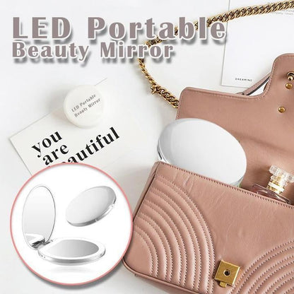 Miroir de maquillage portable rechargeable à LED